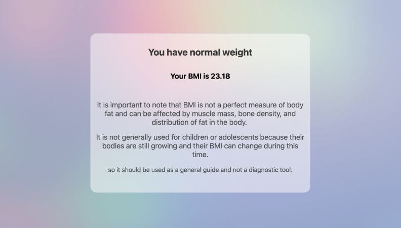 BMI calculator template
