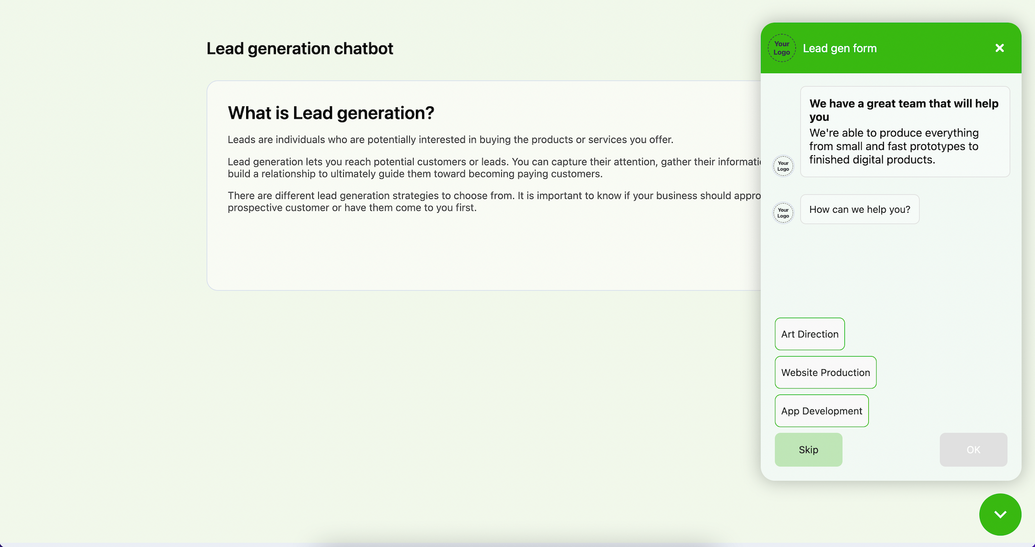 Lead generation chatbot